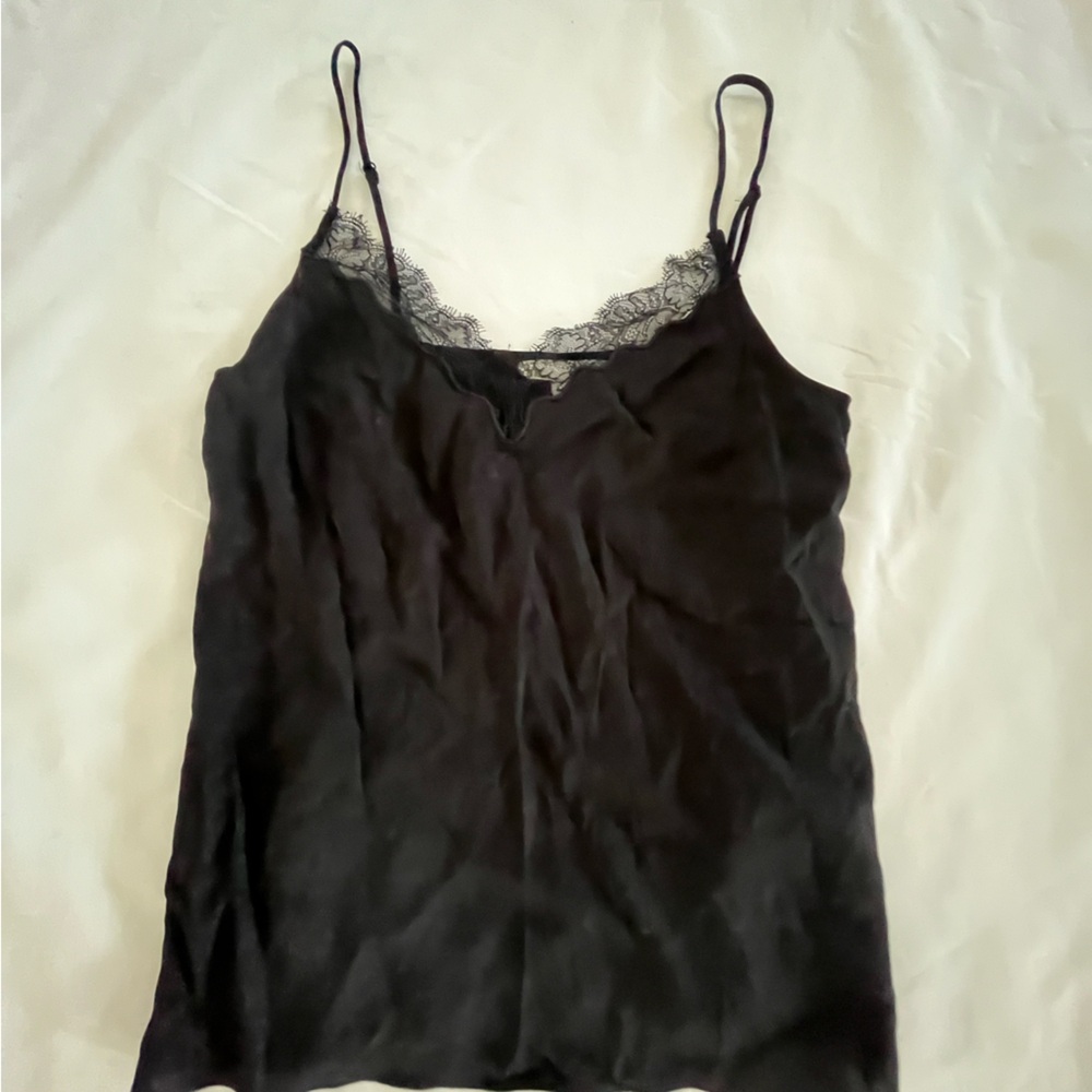 Elegant Black Lace Trim Cami Top